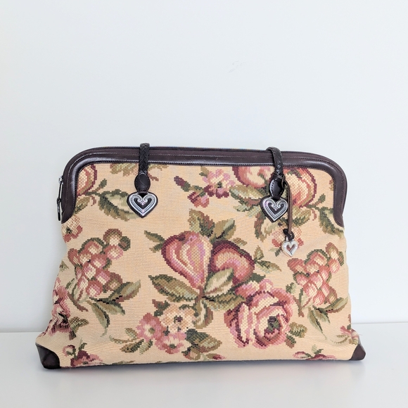 Brighton Shoulder Bag Floral Tapestry  with Heart Charms - Picture 1 of 6